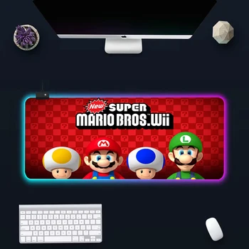 Игра Super Mario RGB Pc Gamer Клавиатура Коврик Для Мыши Коврик Для Мыши Светодиодные Светящиеся Коврики Для Мыши Резиновый Игровой Компьютерный Коврик для мыши